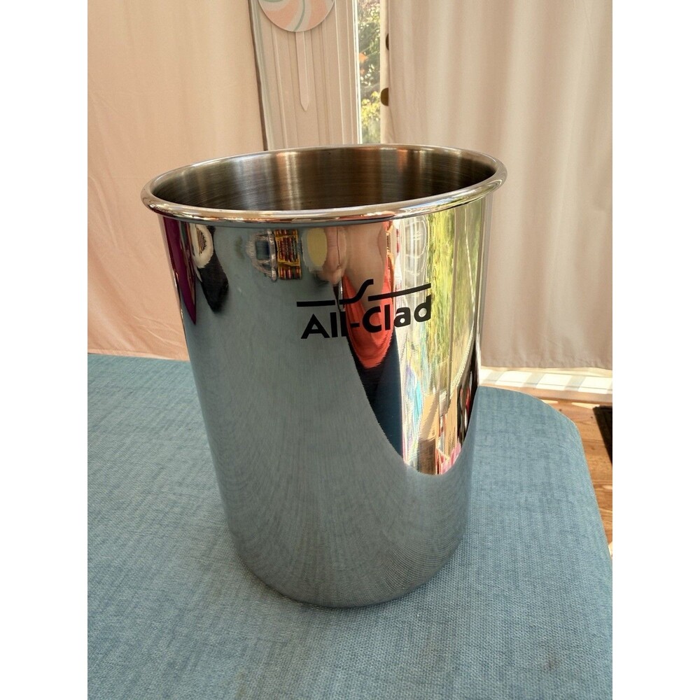 All Clad Stainless Steel Kitchen Utensil Holder Caddy Canister 7” x 5 1/4”